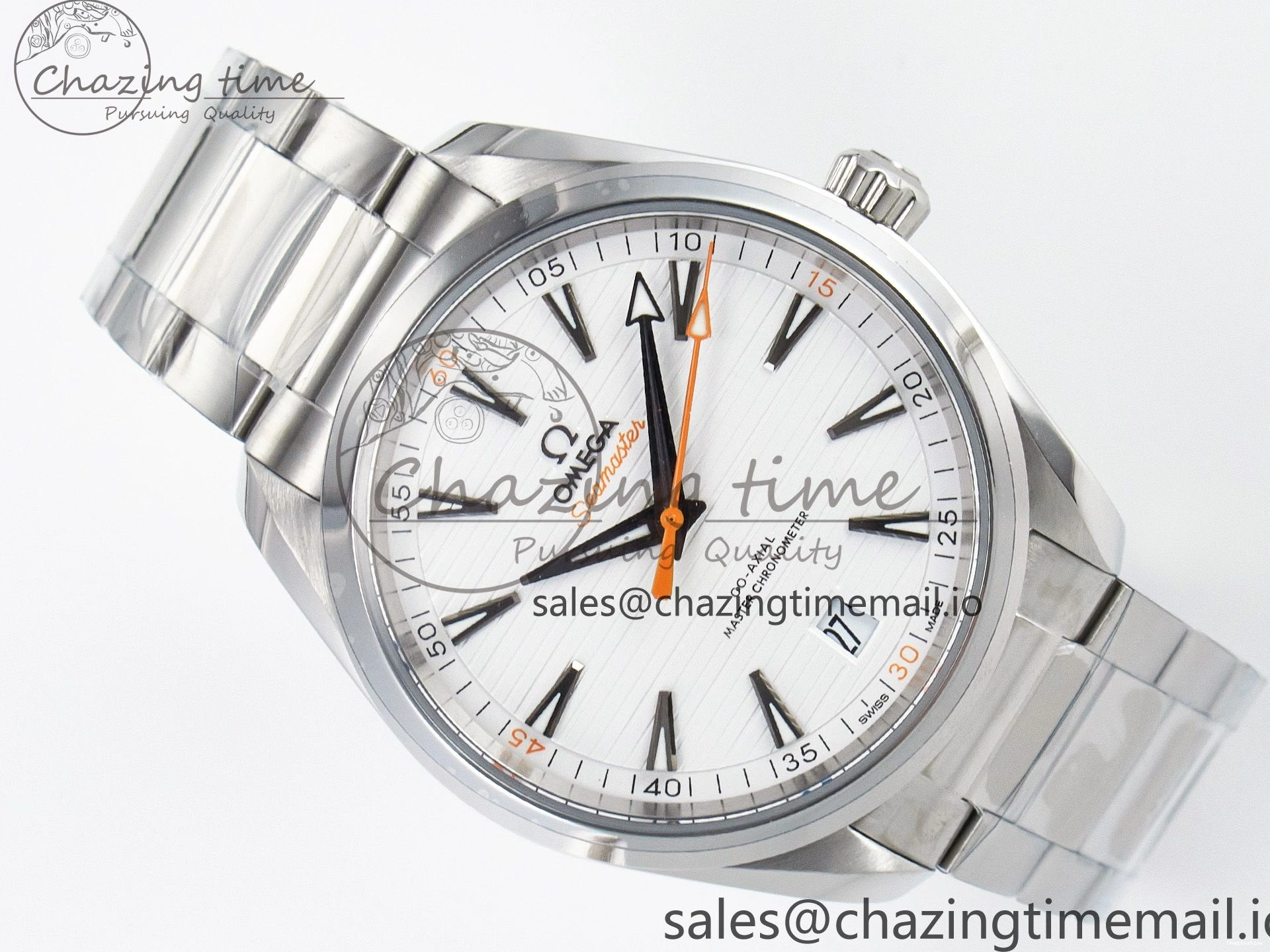 0302 ModernLook Aqua Terra 150M Master Chronometers VSF 1:1 Best Edition White Dial Orange Hand on SS Bracelet A8900 Super Clone 7650